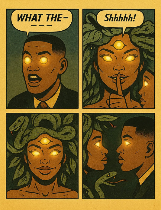 Medusa Comic Strip Hoodie- Black