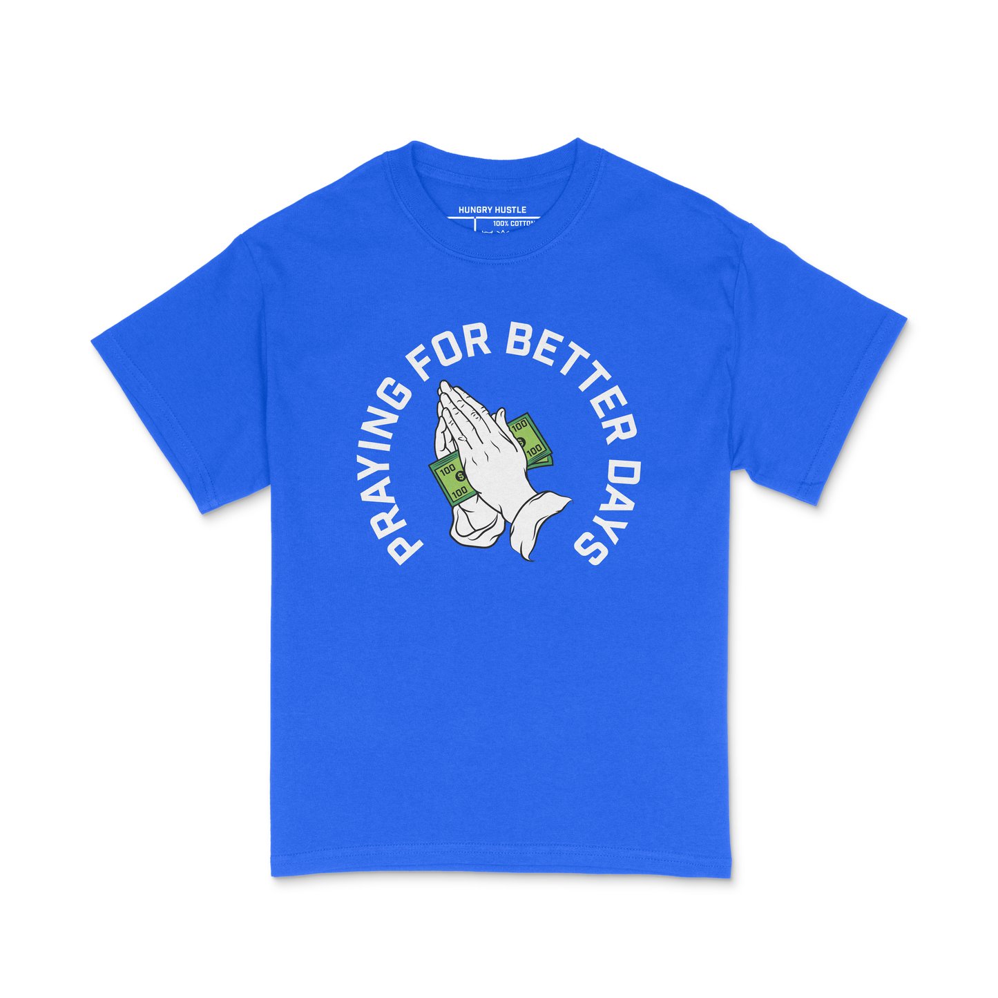 Hungry Hustle by JagRaw Praying Hands T-shirt- Royal Blue