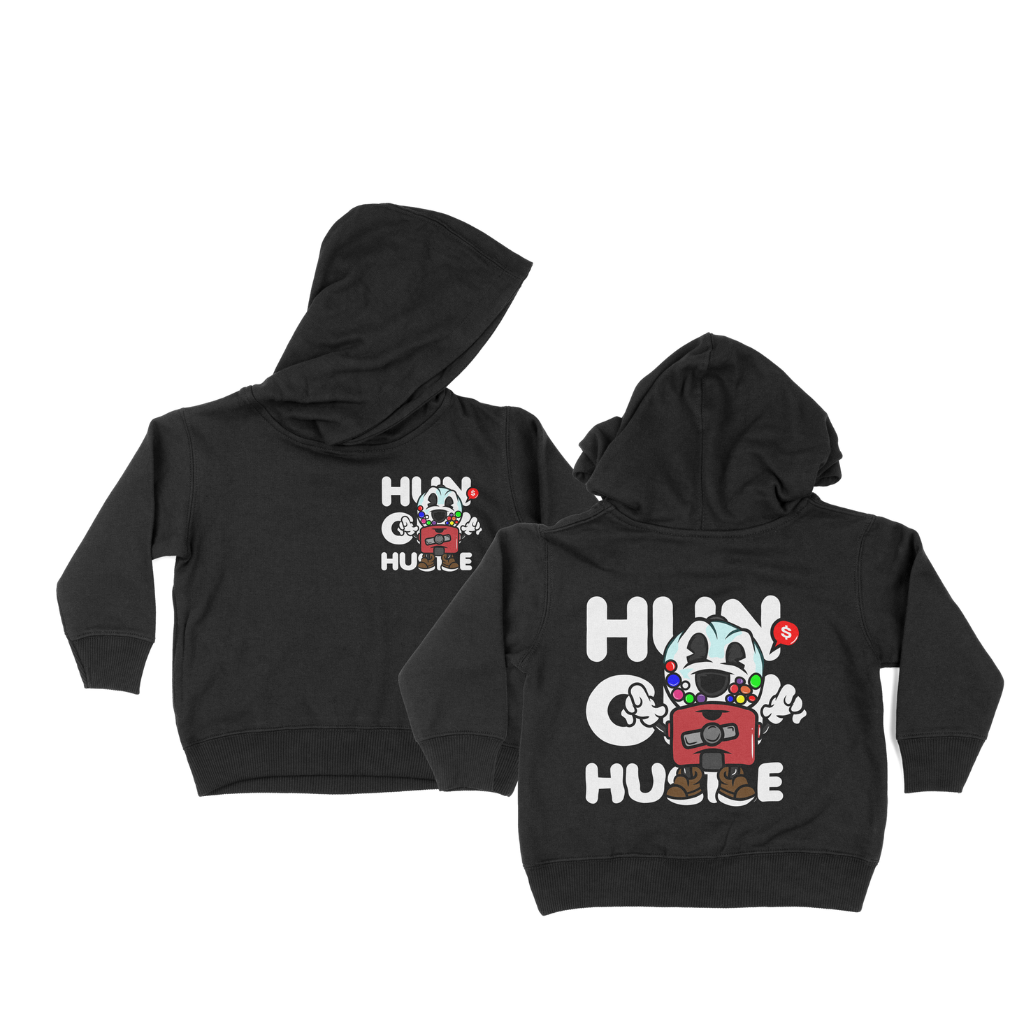 Hungry Hustle by JagRaw “Gum-Ball Machine” Infant Hoodie- Black