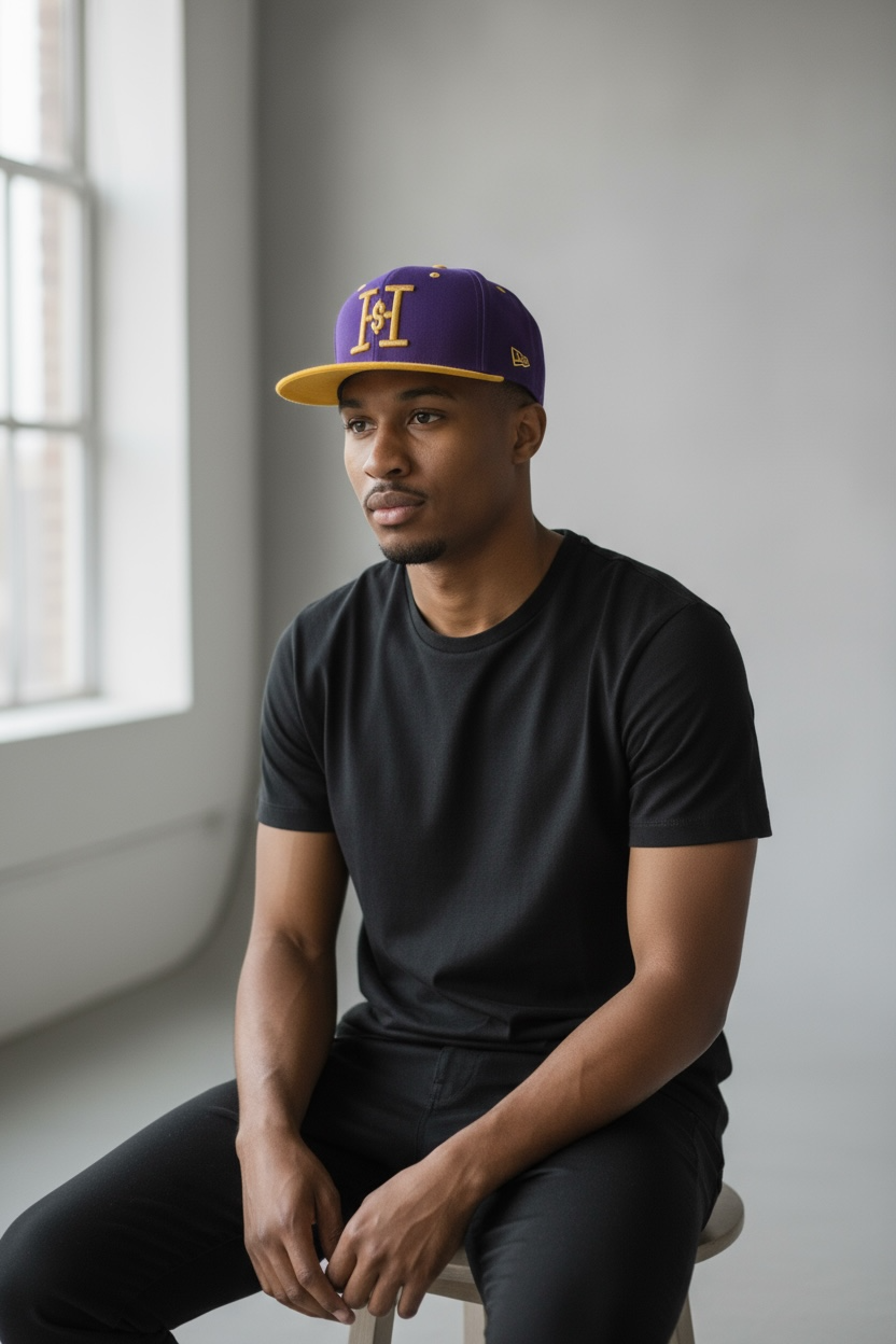 Hungry Hustle by JagRaw “Hourglass” Snapback- Purple/Yellow