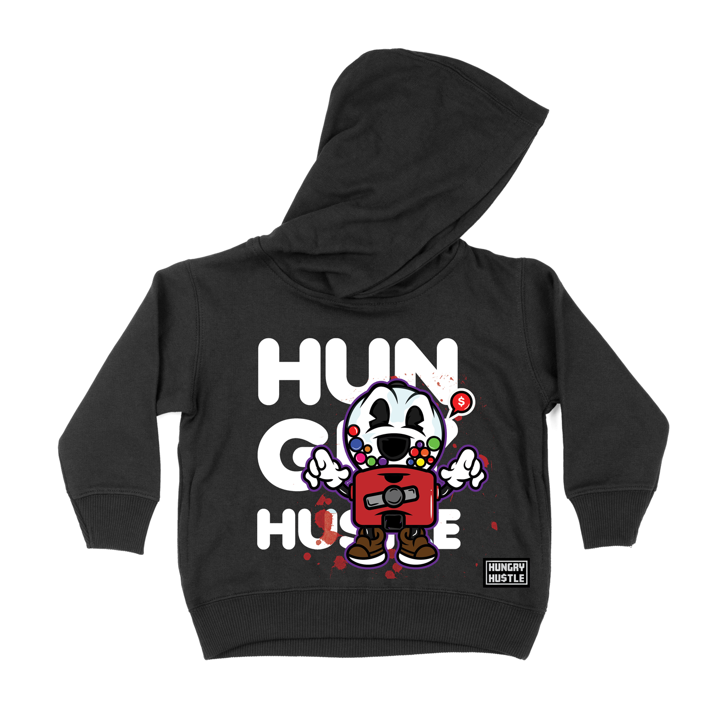 Hungry Hustle by JagRaw “Gum-Ball Machine” Infant Hoodie- Black