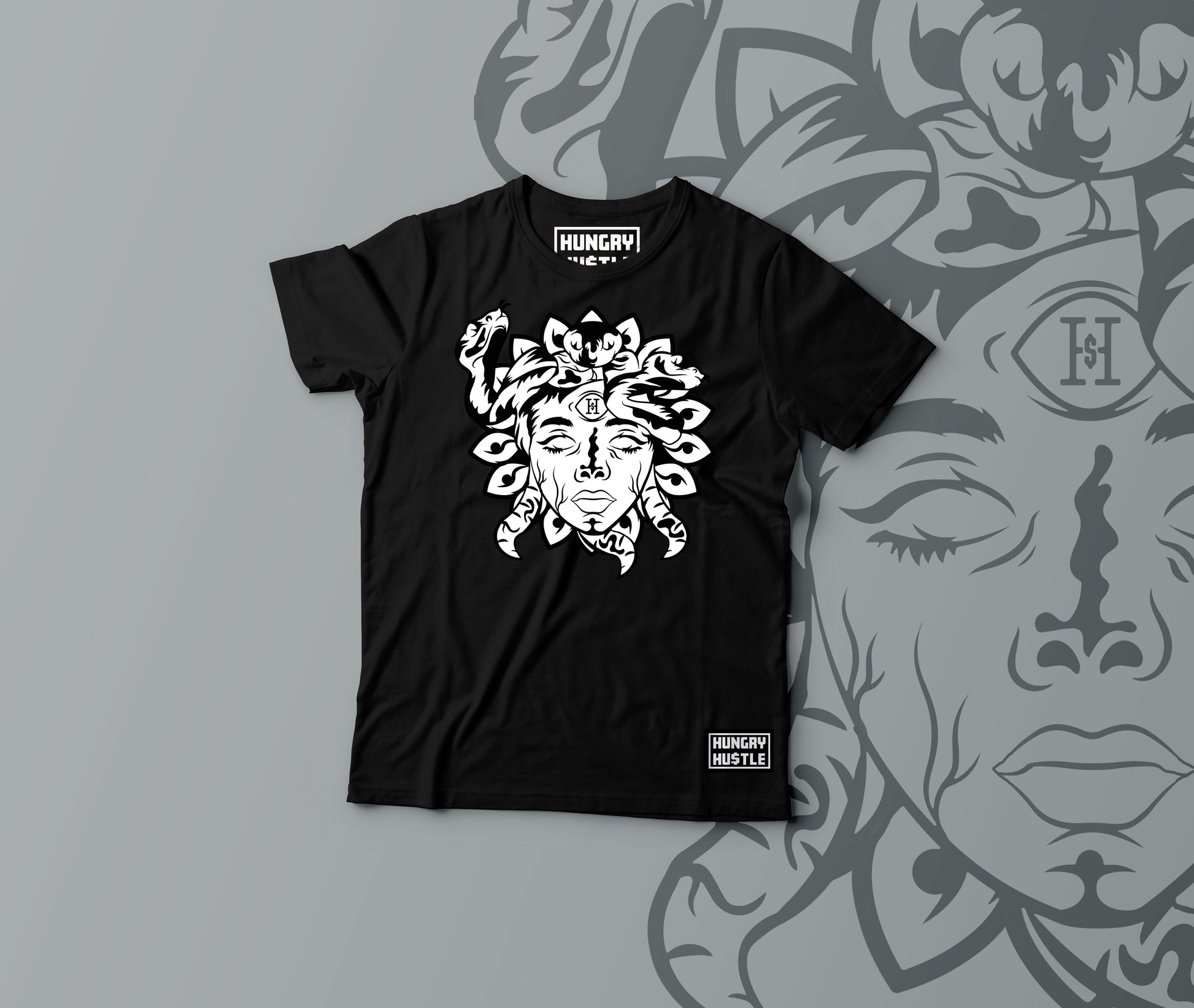 Hungry Hustle by JagRaw Medusa T-shirts