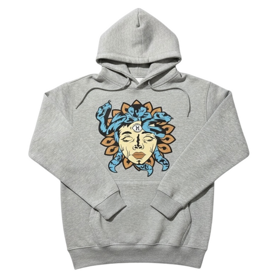 Medusa “Blue Snakes” Premium Hoodie – Grey