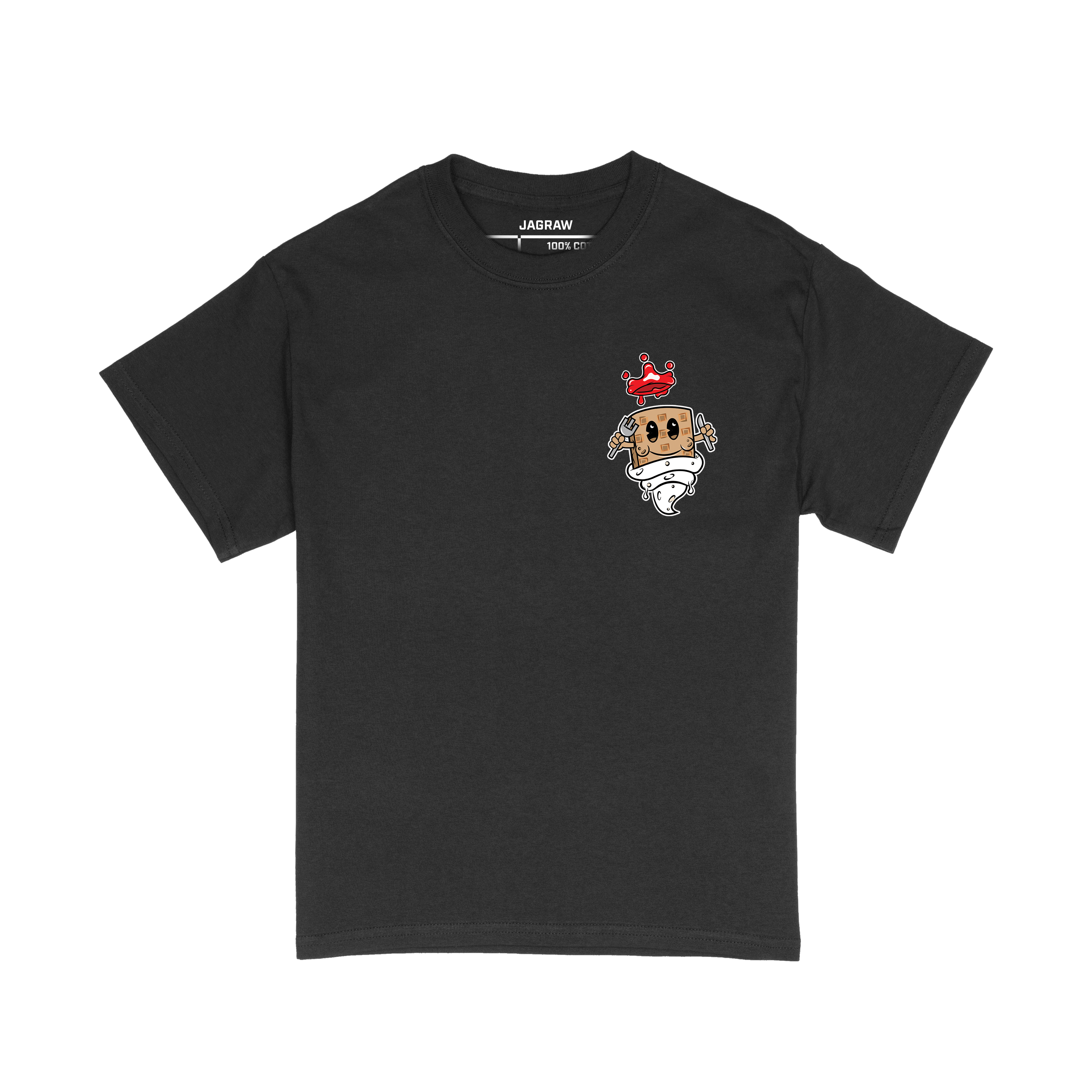 Hungry Hustle by JagRaw “Strawberry Jelly Waffle King” T-Shirt- Black