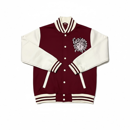 Hungry Hustle by JagRaw “Medusa” Varsity Jacket- Burgundy