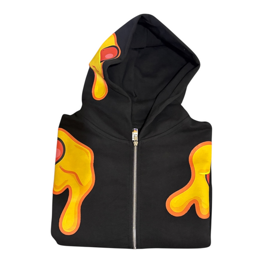 Hungry Hustle by JagRaw “Pepperoni Cheese” Cropped Heavyweight Hoodie