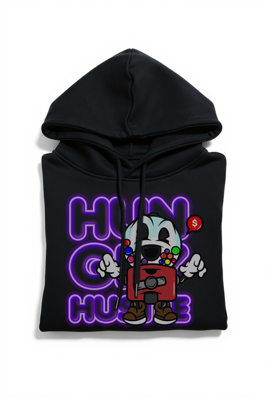 Hungry Hustle by JagRaw “Neon GumBall Machine” Hoodie- Black
