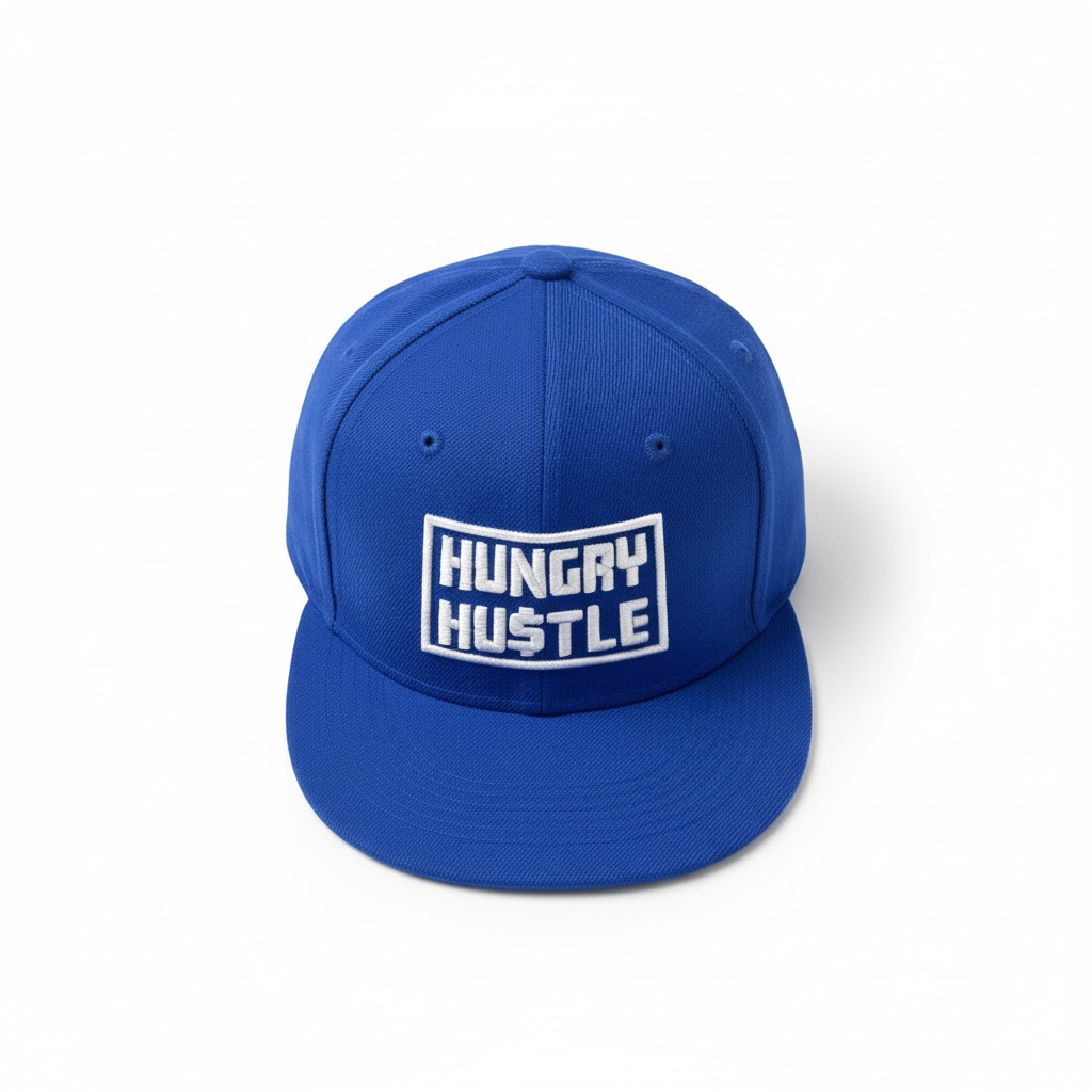 Hungry Hustle by JagRaw Fitted Snapback- Royal Blue