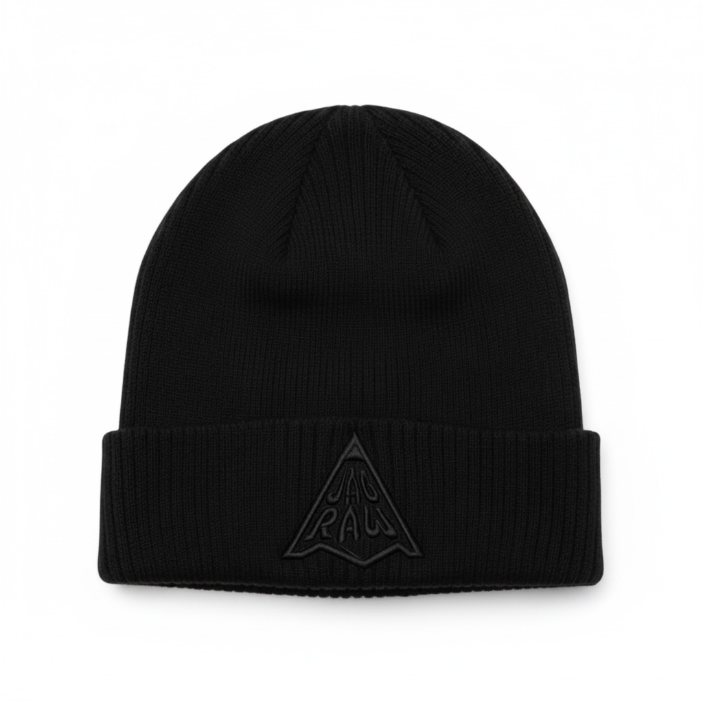 JagRaw Pencil Logo Beanie- Black over Black