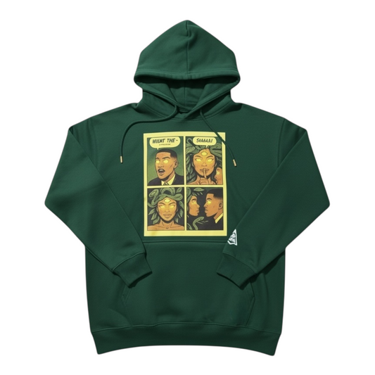 Medusa Comic Strip Hoodie- Forest Green