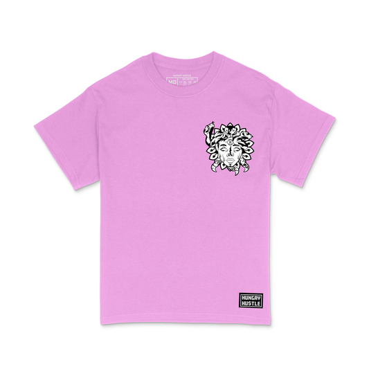 Hungry Hustle by JagRaw Mens "Medusa" Left Chest T-shirt - Pink