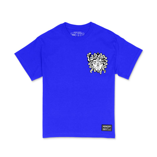 Hungry Hustle by JagRaw Mens "Medusa" Left Chest T-shirt - Royal Blue