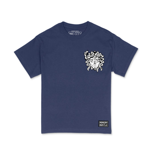 Hungry Hustle by JagRaw Mens "Medusa" Left Chest T-shirt - Navy