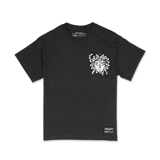 Hungry Hustle by JagRaw Mens "Medusa" Left Chest T-shirt - Black