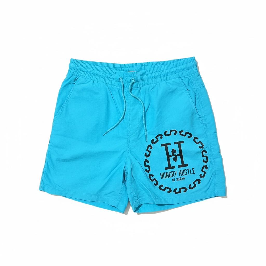 Hungry Hustle by JagRaw Money Chain Mesh Shorts- Light Blue