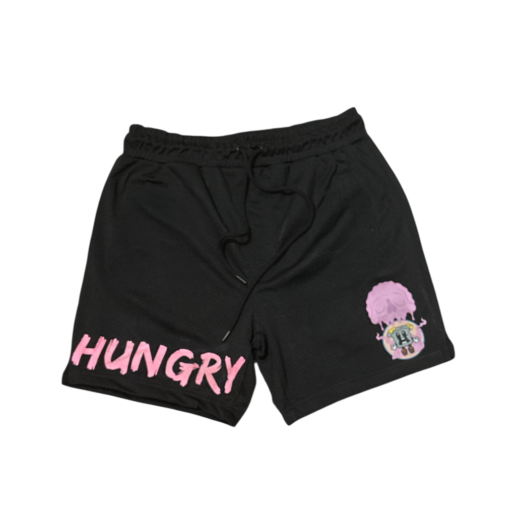 Hungry Hustle by JagRaw “The Condiments: Four Sauces” Mesh Shorts- Black