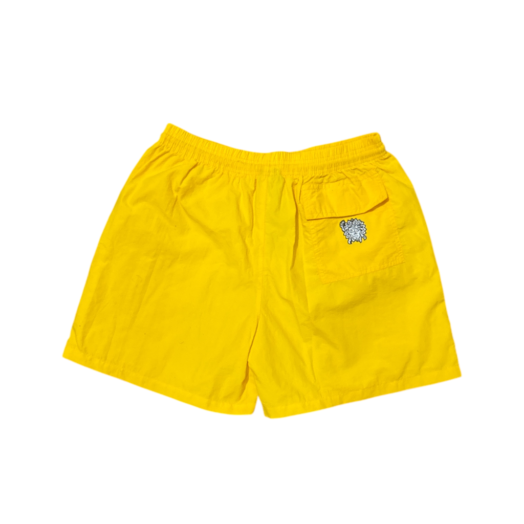 Medusa Head Mesh Shorts- Yellow/Green/White