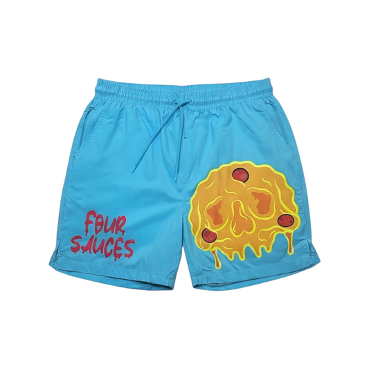 Hungry Hustle by JagRaw “The Condiments - Four Sauces” Mesh Shorts- Light Blue