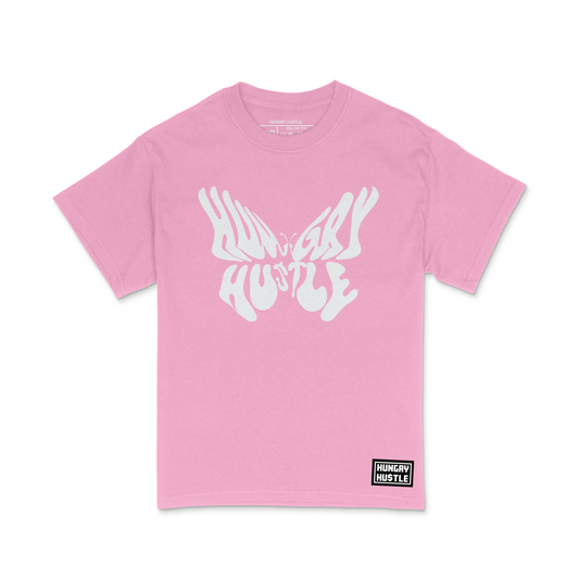 Hungry Hustle by JagRaw Butterfly Logo T-shirt - Pink