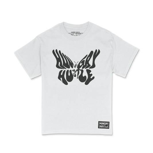 Hungry Hustle by JagRaw Butterfly Logo T-shirt - White