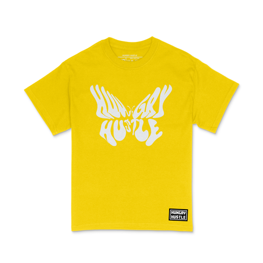 Hungry Hustle by JagRaw Butterfly Logo T-shirt - Yellow