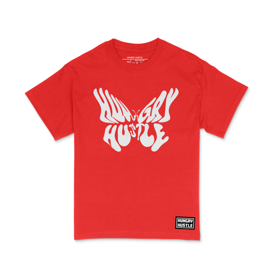 Hungry Hustle by JagRaw Butterfly Logo T-shirt - Red