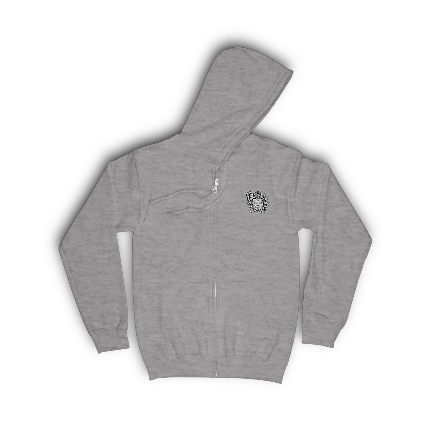 Hungry Hustle by JagRaw “Medusa” Patch Hoodie- Heather Grey