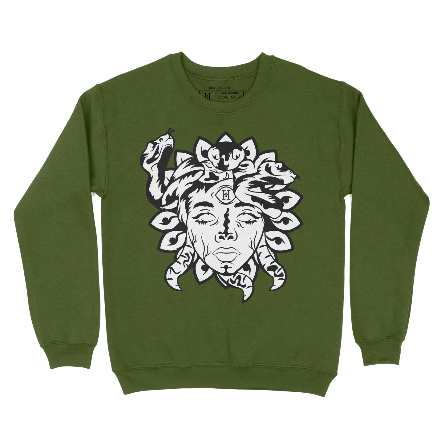 Hungry Hustle by JagRaw “Medusa” Sweatshirt- Olive