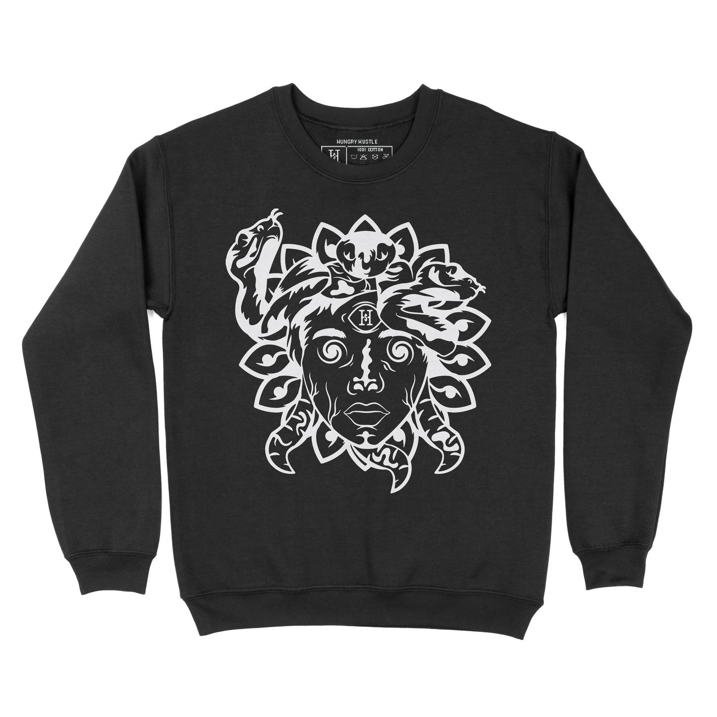 Hungry Hustle by JagRaw “Hypno Medusa” Sweatshirt- Black