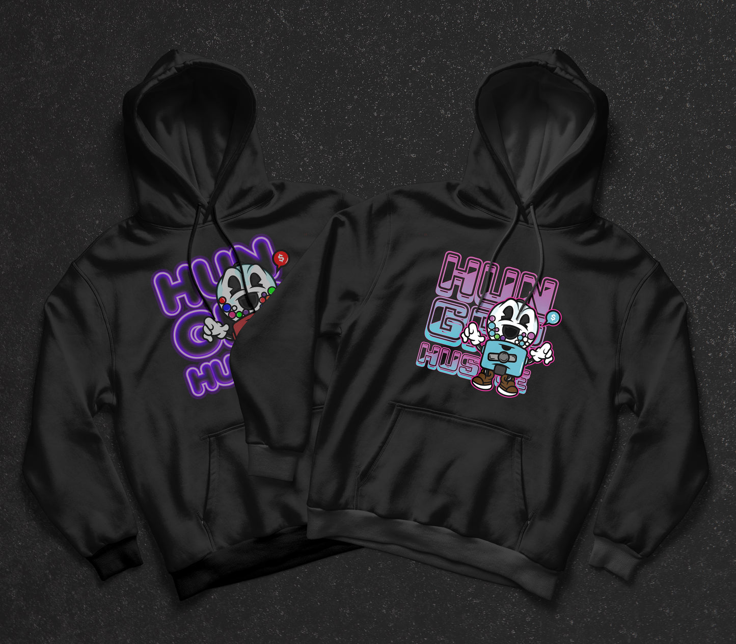 Hungry Hustle by JagRaw “Gumball” Combo Pullover Hoodies - Black