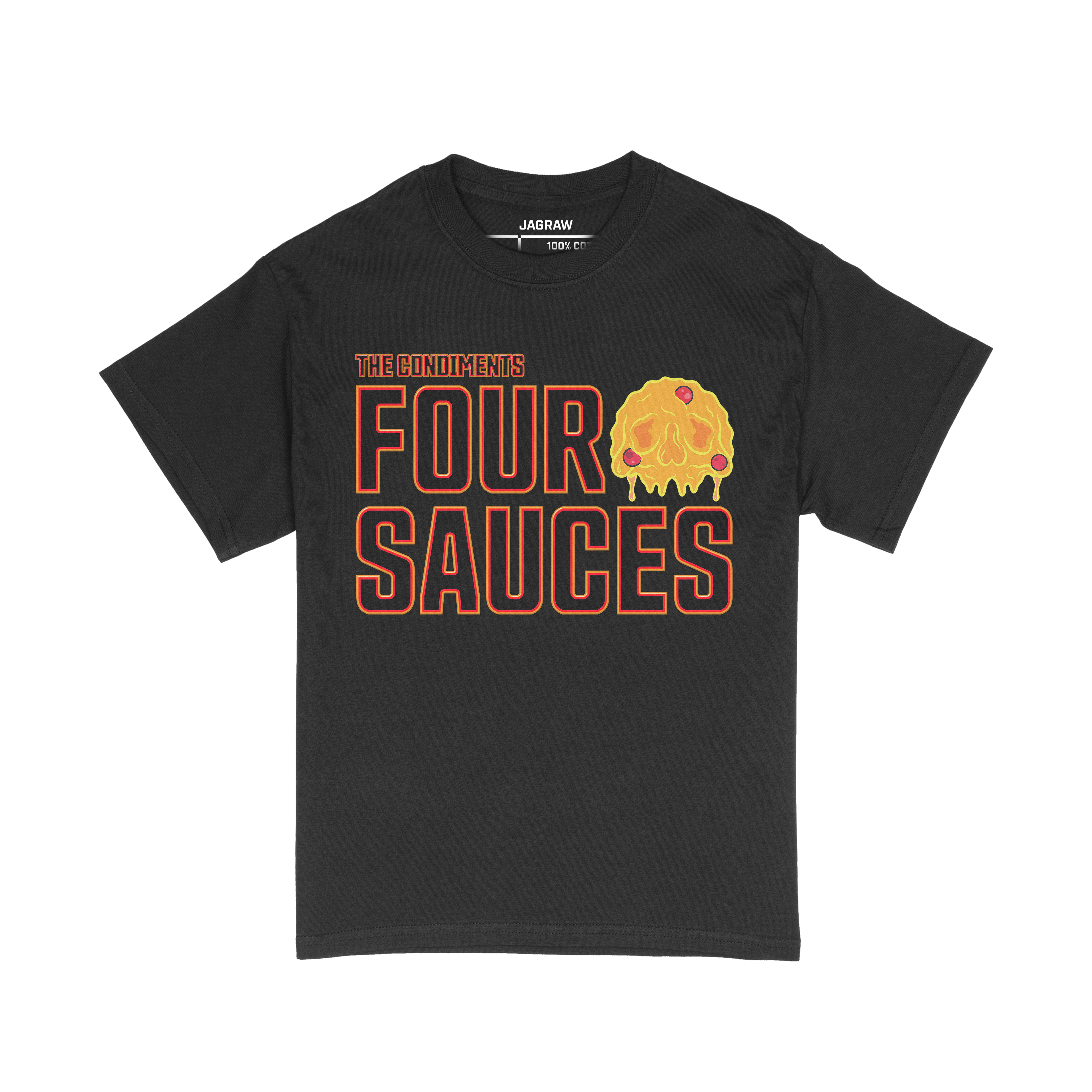 Hungry Hustle by JagRaw “The Condiments: Four Sauces” T-Shirt- Black